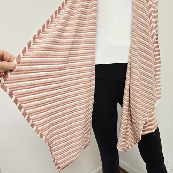 Denim & Company D&Co Active Cardigan Sweater Sz XL Pink Stripe Waterfall Jacket - Picture 6 of 9
